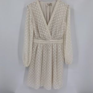 DVF Diane von Furstenberg Celia Ivory cream faux wrap dress burnout shift new 0